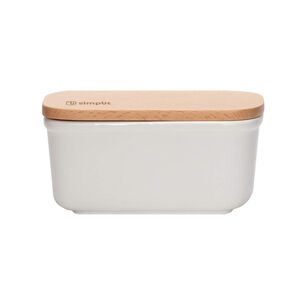 Mantequillero De Cer&aacute;mica Tapa Bamboo 300 Ml Simplit