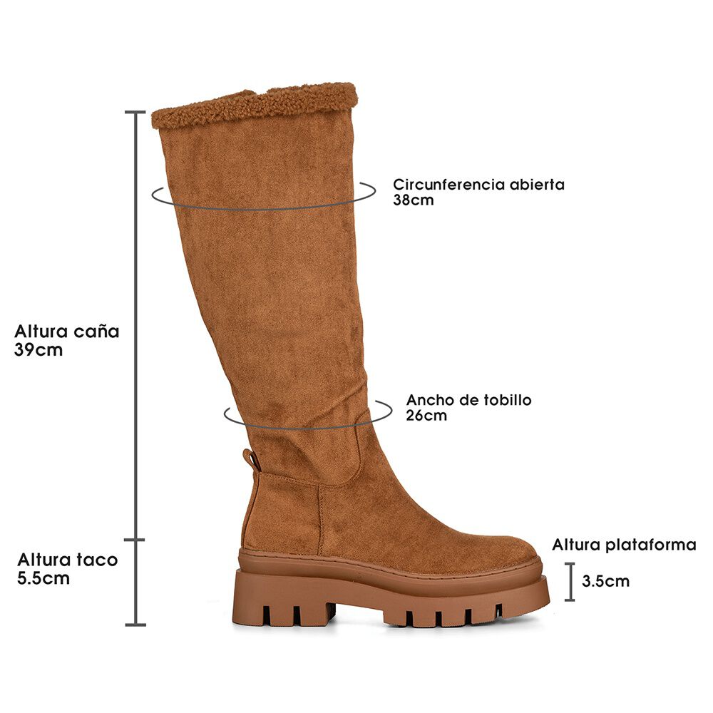 Botas Largas Mujer Casual Moda Gamuza Plataforma Weide Hx511 image number 6.0