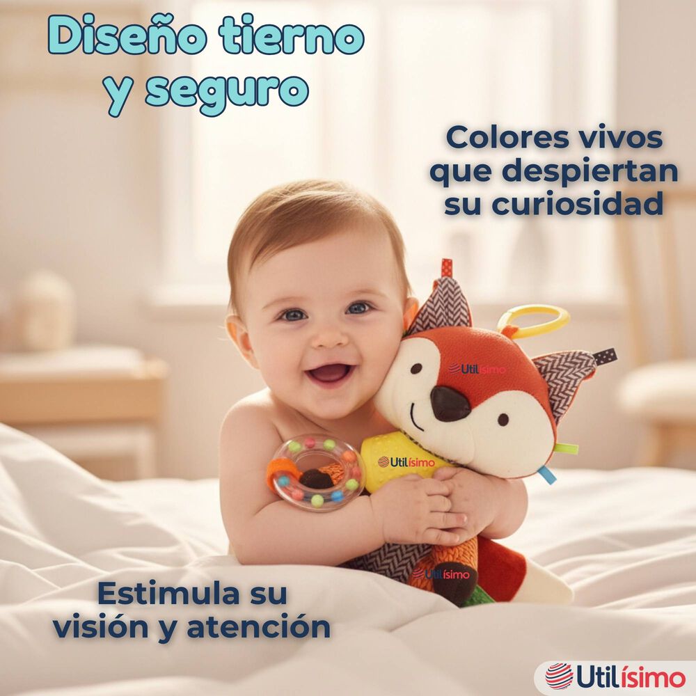 Juguete Peluche Animales Sensorial Con Mordedor Y Sonajero Dise&ntilde;o Zorrito Ni&ntilde;a Y Ni&ntilde;o image number 5.0