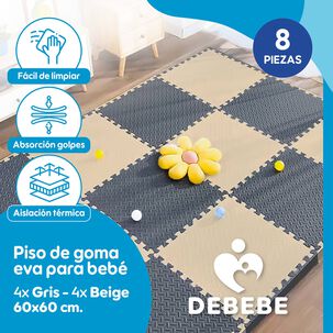 Piso De Goma Eva Beb&eacute; Alfombra Debebe 10mm 60x60cm Set X8