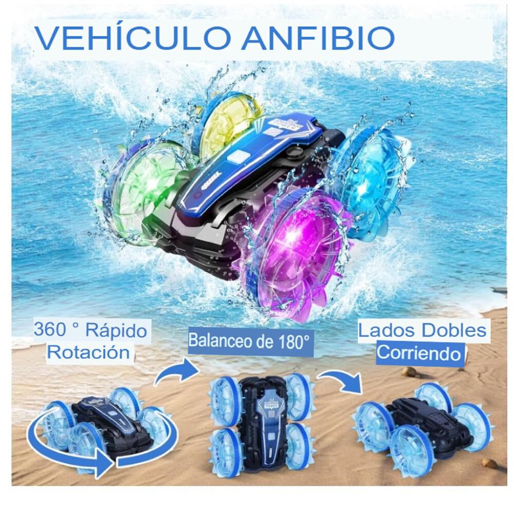 Auto Coche A Control Remoto Anfibio Y Tierra Todoterreno Led image number 4.0