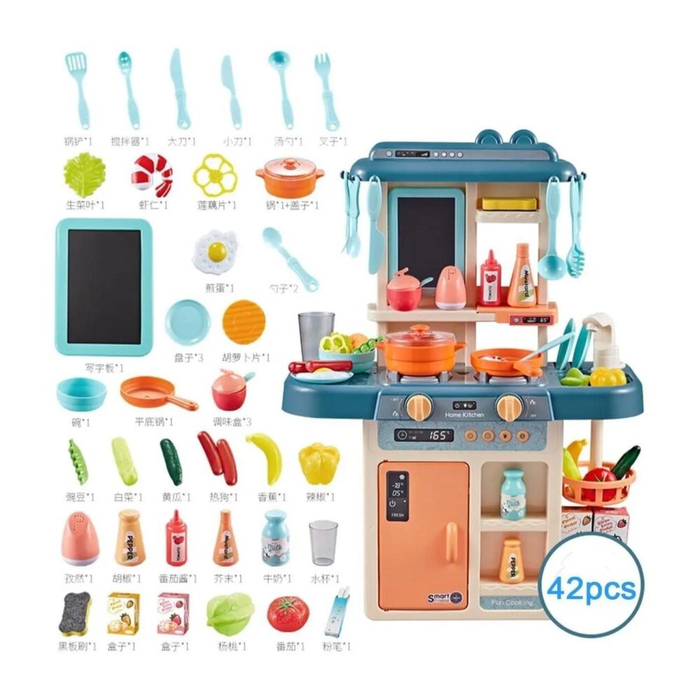 Juguete Set Cocina 42 Piezas Luz Sonido Azul Infantil 63cm image number 1.0