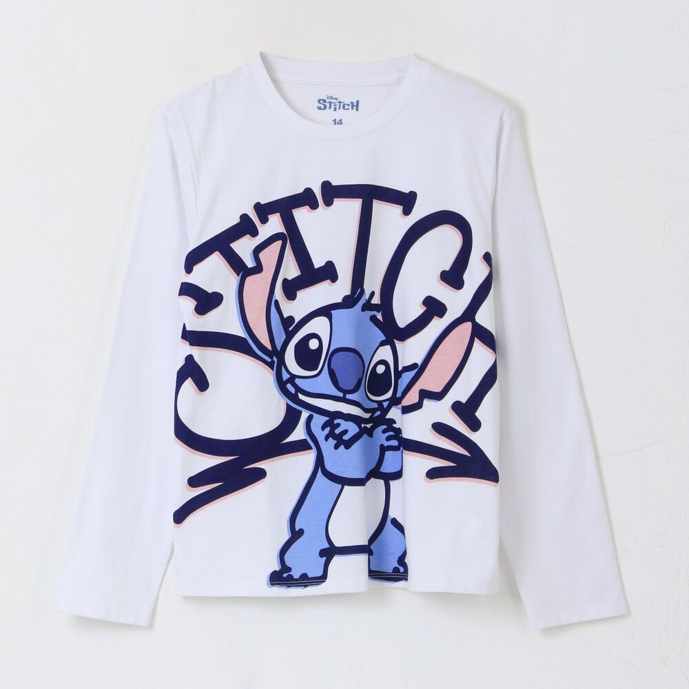 Polera Manga Larga Ni&ntilde;a Lilo & Stitch Blanco Disney image number 0.0