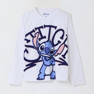Polera Manga Larga Ni&ntilde;a Lilo & Stitch Blanco Disney