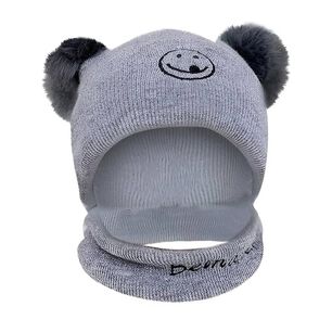 Gorro Con Cuello Para Beb&eacute; Orejitas Oso Para Invierno