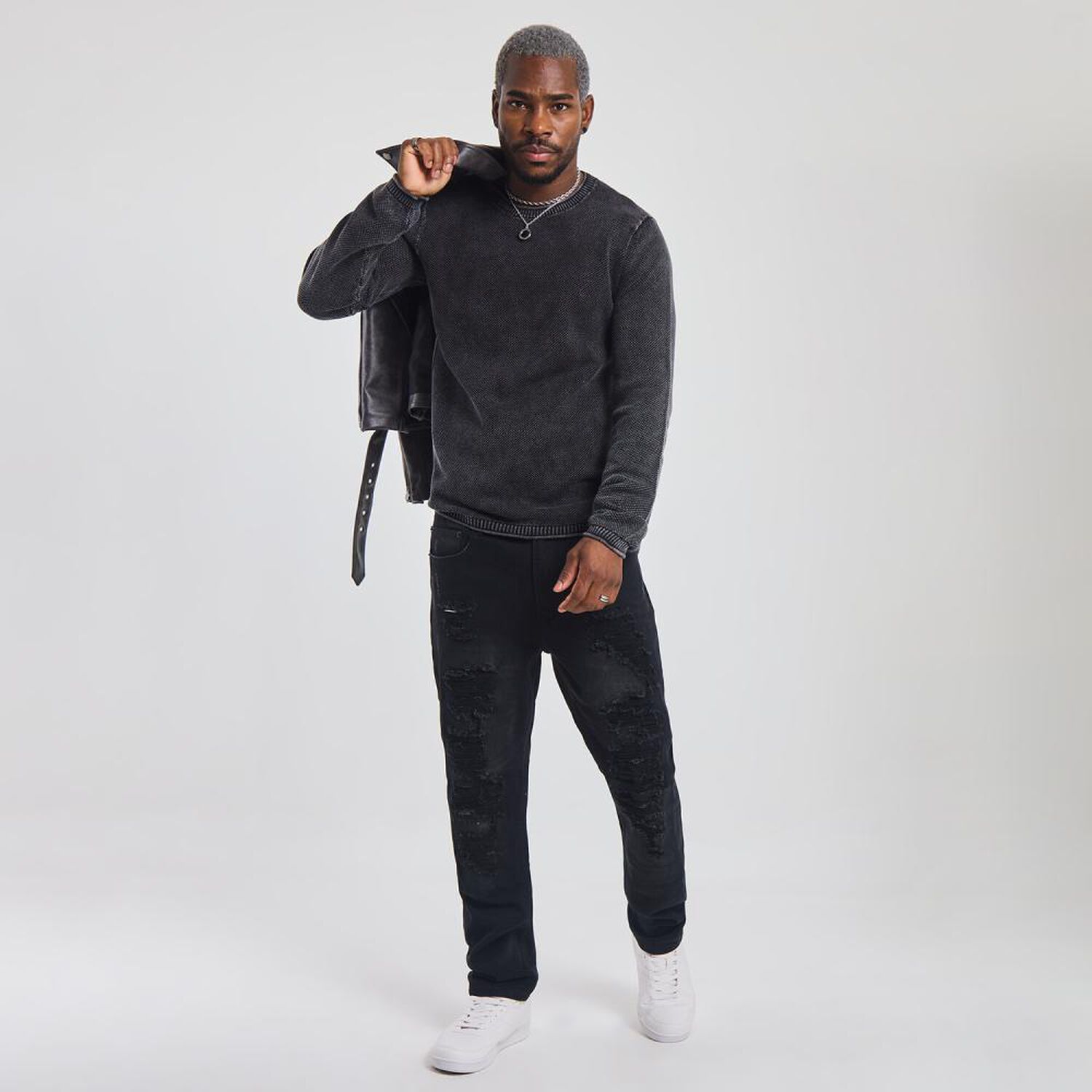 Sweater Liso Manga Larga Cuello Redondo Hombre Rolly Go image number 1.0