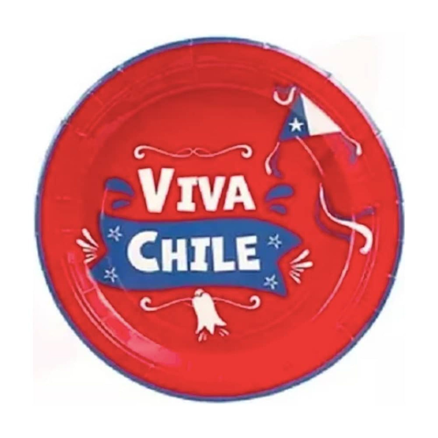Platos De Cart&oacute;n Viva Chile, Fiestas Patrias 12 Unidades image number 2.0