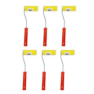 Set 6 Rodillos Esponja 4 Pulgadas Mango Plastico Pintar