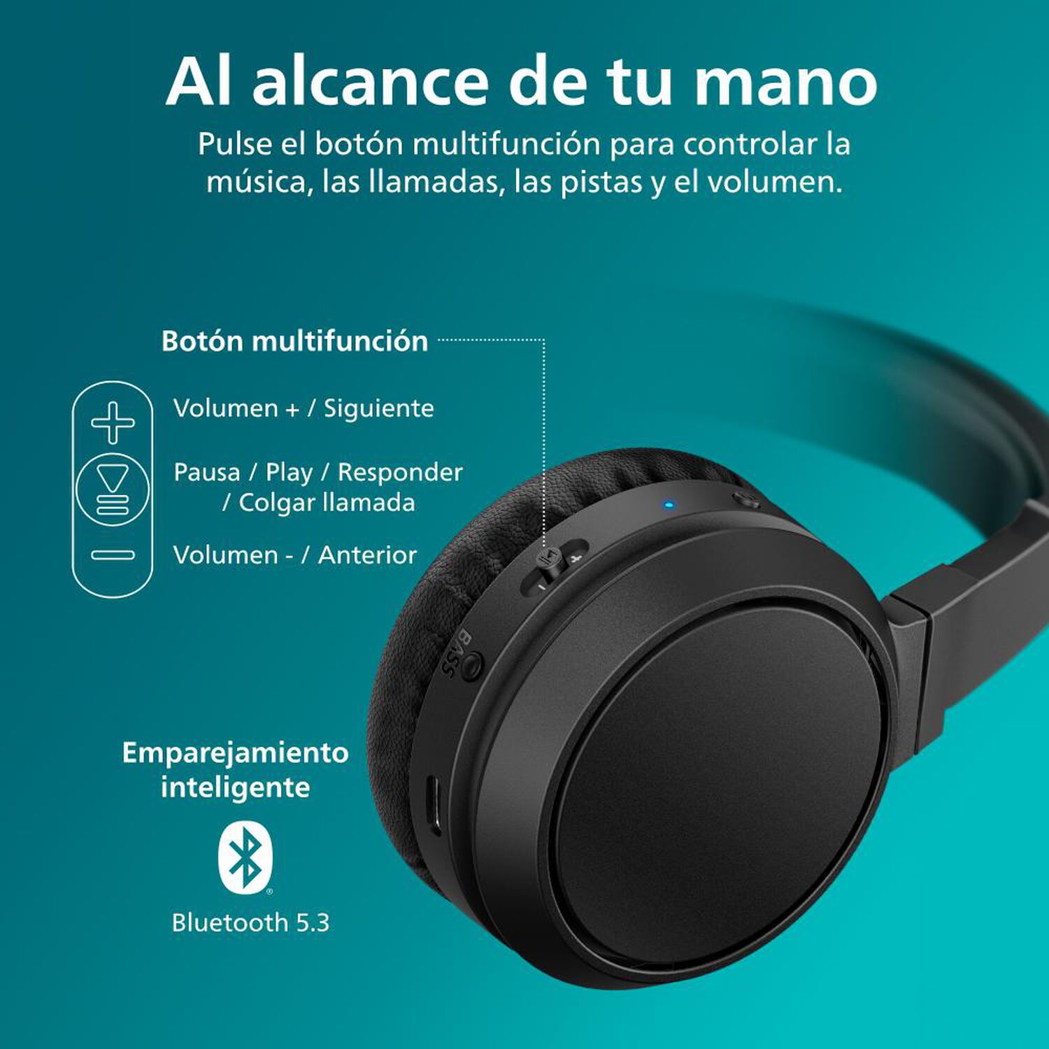 Aud&iacute;fonos Bluetooth Philips TAH4209BK image number 5.0
