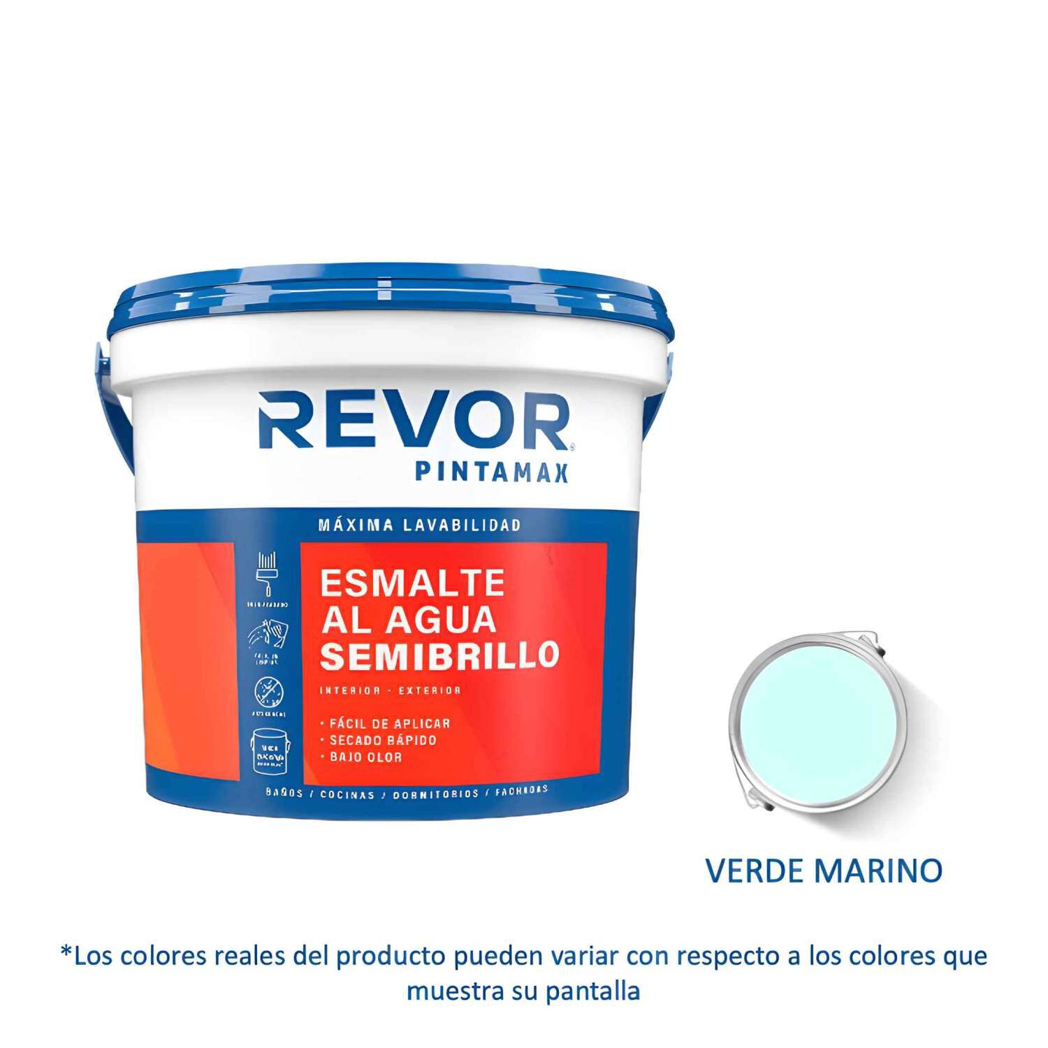 Esmalte Al Agua Semibrillo Pintamax 1 Gl (3.78lt) Verde Marino - Revor image number 0.0