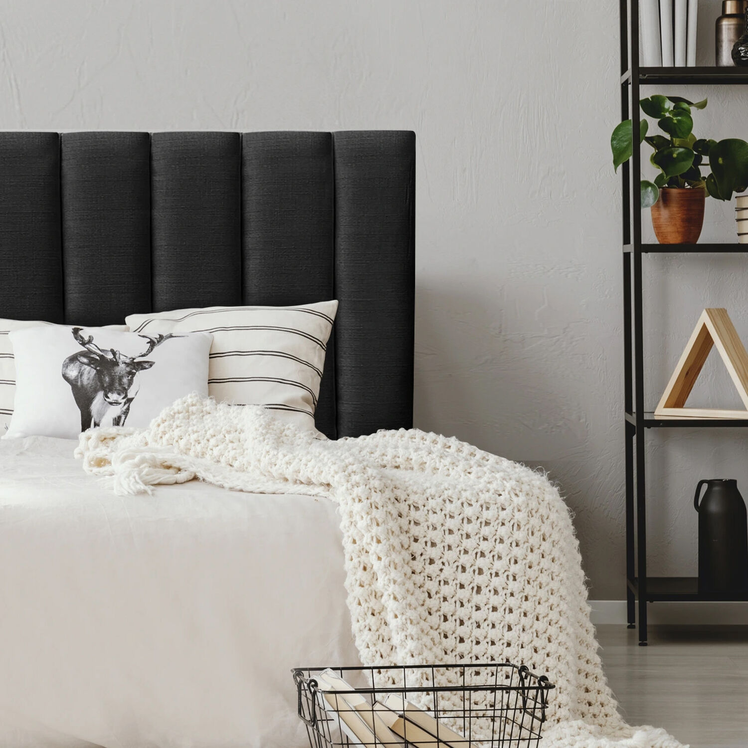 Respaldo De Cama Tubular Vertical Lino Grafito Super King image number 0.0
