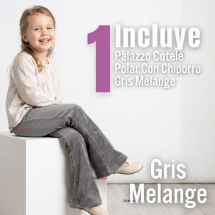 Calza Pantal&oacute;n Palazzo Ni&ntilde;a Polar Con Chiporro Elasticada T&eacute;rmica Gris Melange