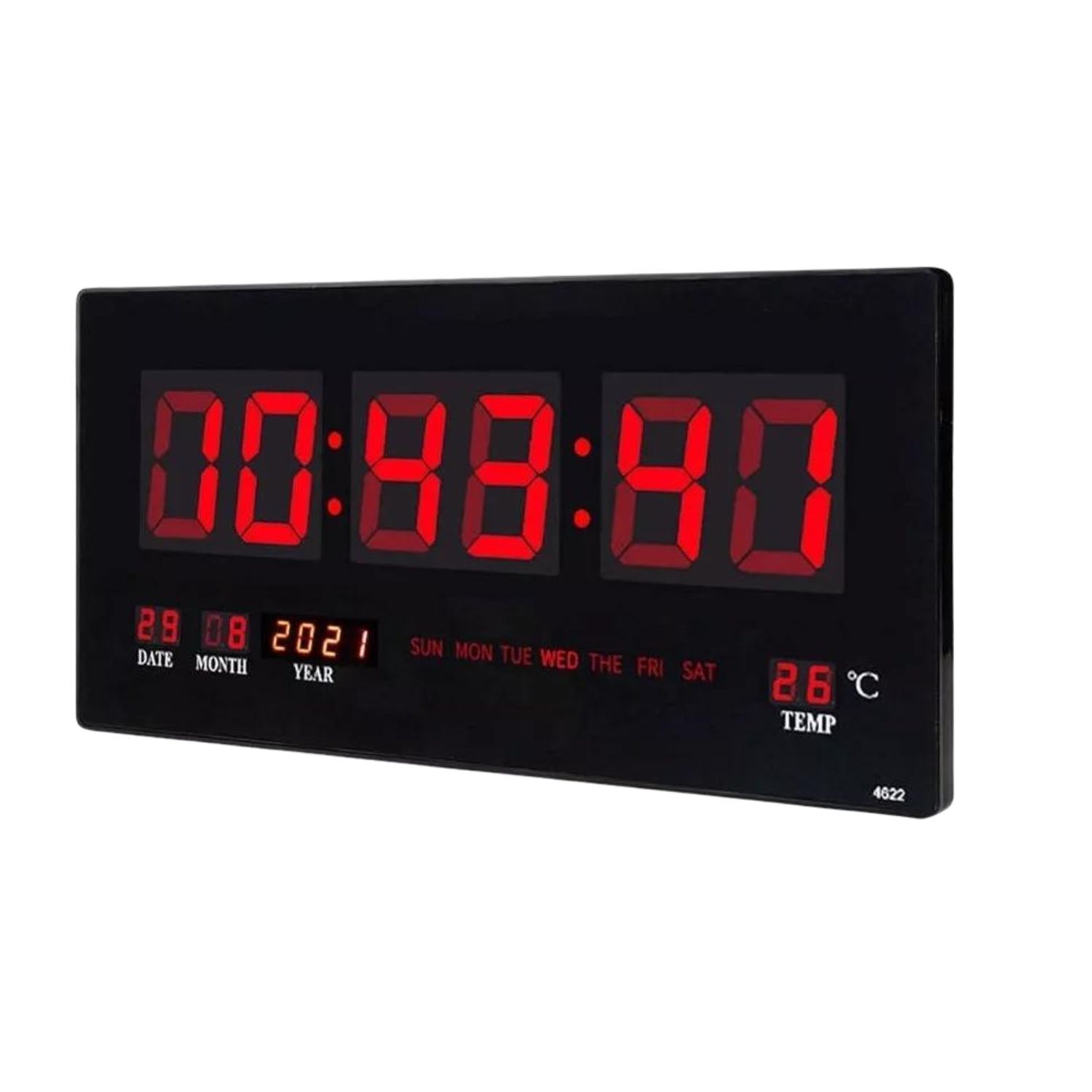 Reloj Digital Pared Luz Led Hora Fecha Temperatura 47x23cm image number 1.0