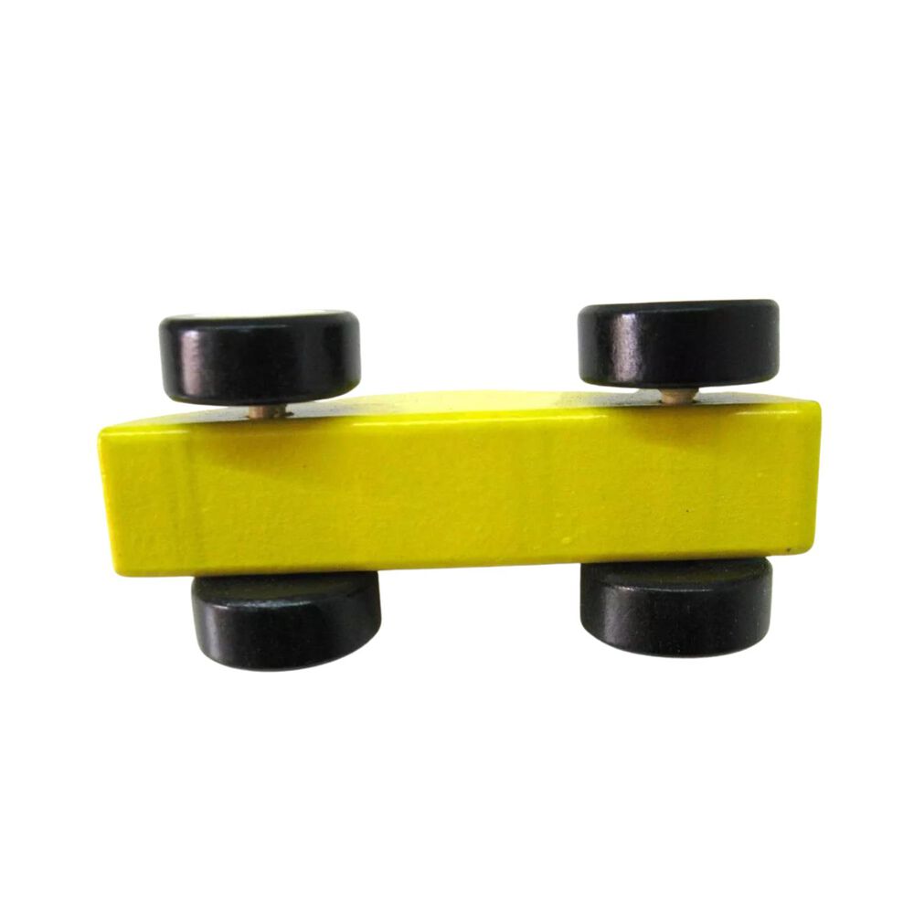 Auto De Carrera Piloto Con Numero Juguete Madera Amarillo image number 2.0