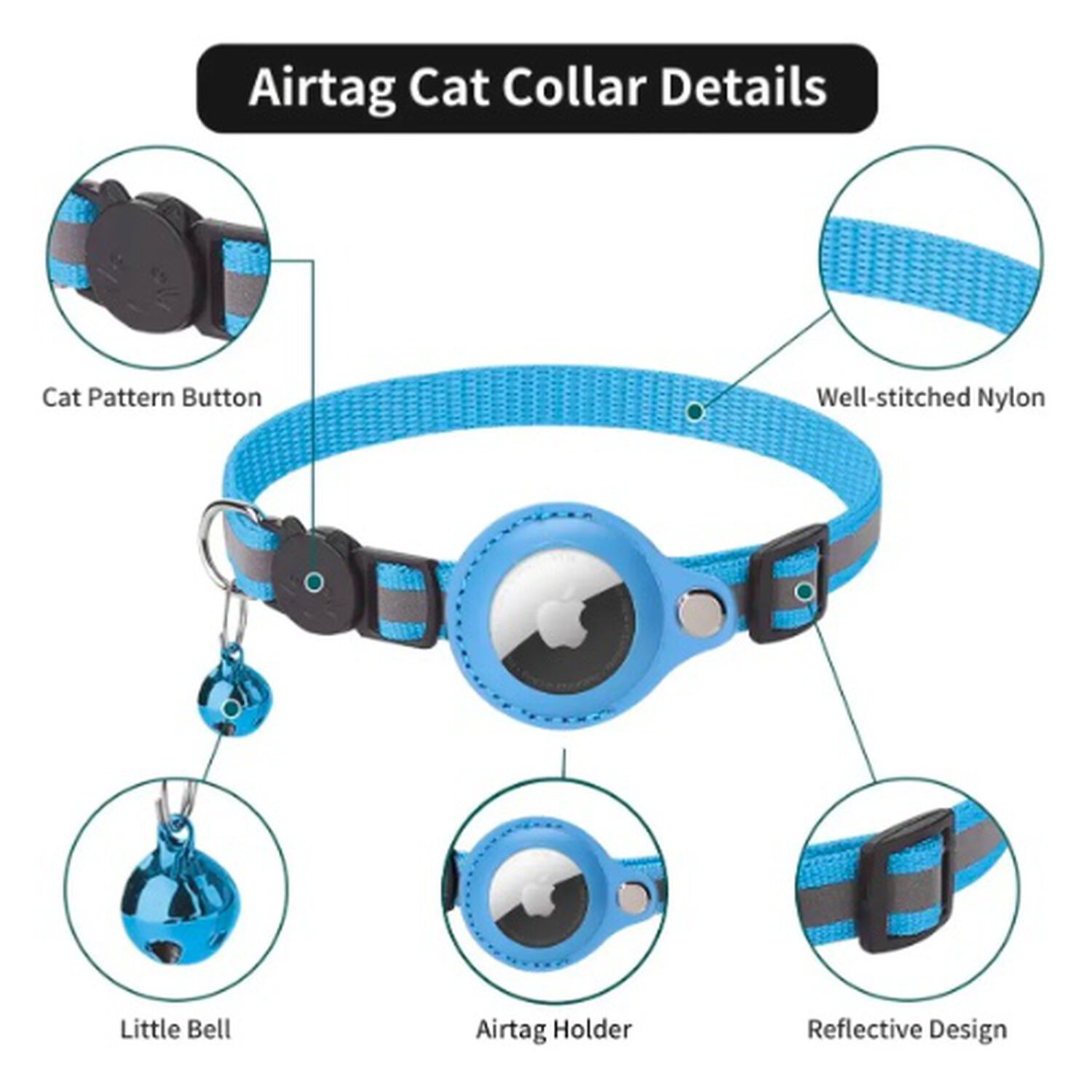 Collar Para Airtag Celeste image number 2.0