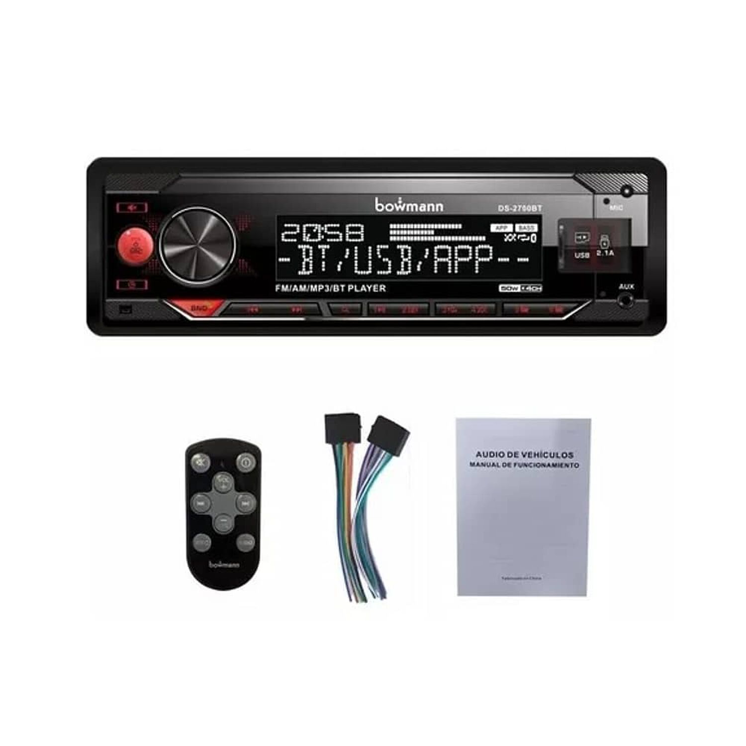 Radio De Auto Bowmann Modelo Ds-2700bt Con Usb, Bluetooth Y Lector De Tarjeta Sd image number 2.0