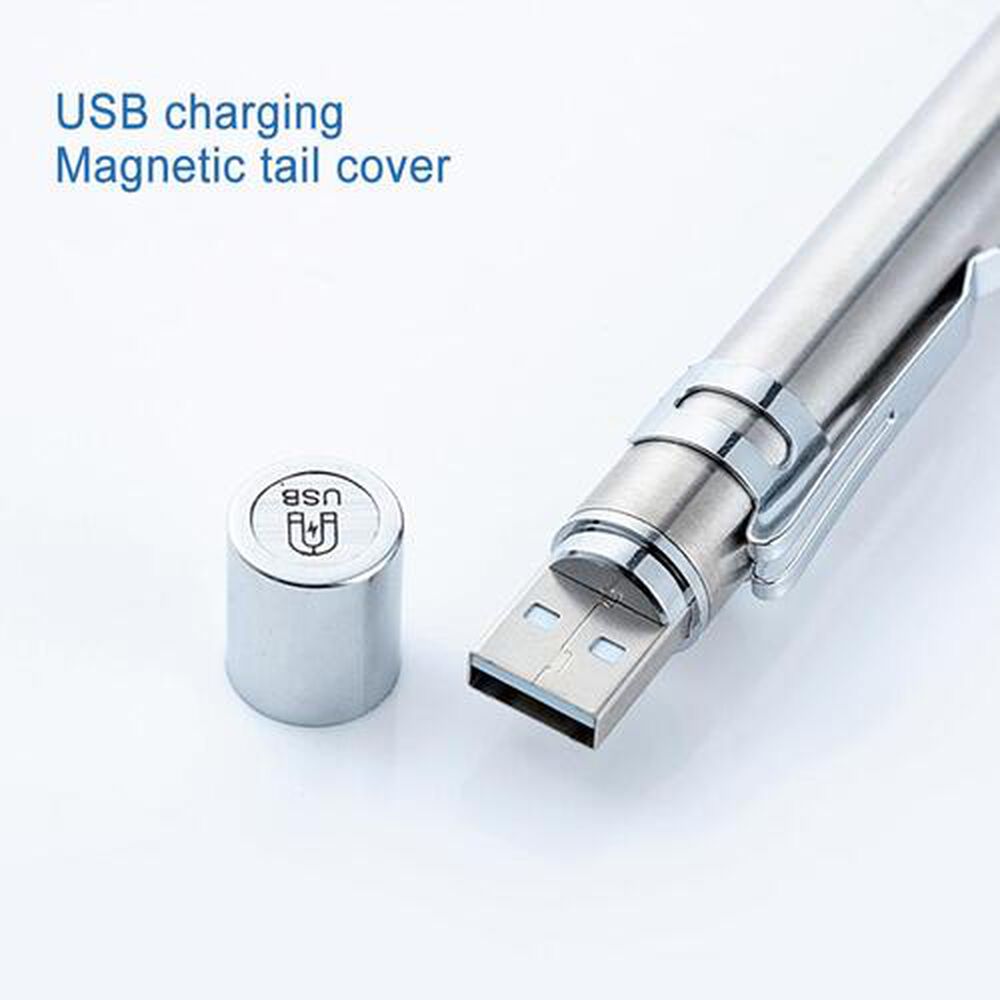 Linterna Tipo Lapiz Led 2 En 1 Aluminio Medico Recargable Usb De Bolsillo Para Ojos image number 3.0