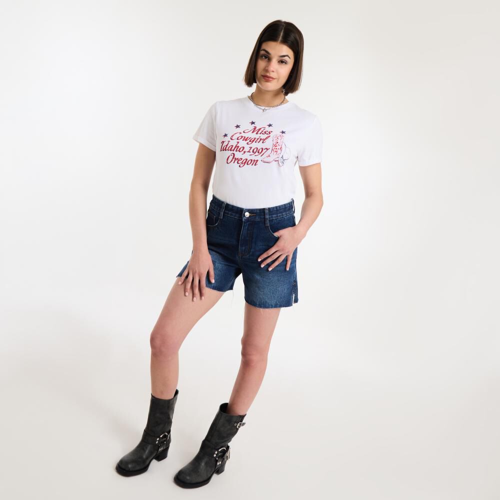 Polera Print Western Manga Corta Cuello Redondo Mujer Rolly Gp image number 1.0