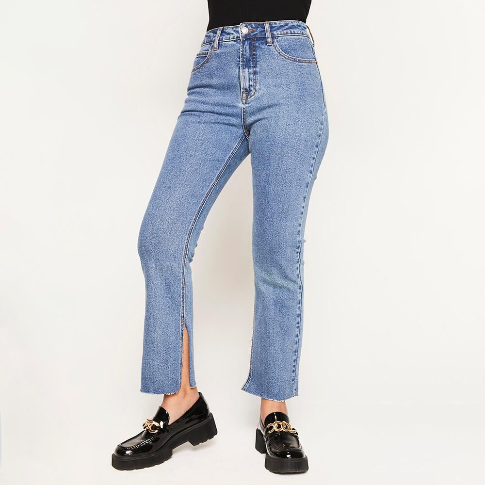 Jeans Tiro Alto Recto Con Corte Mujer Rolly Go image number 0.0