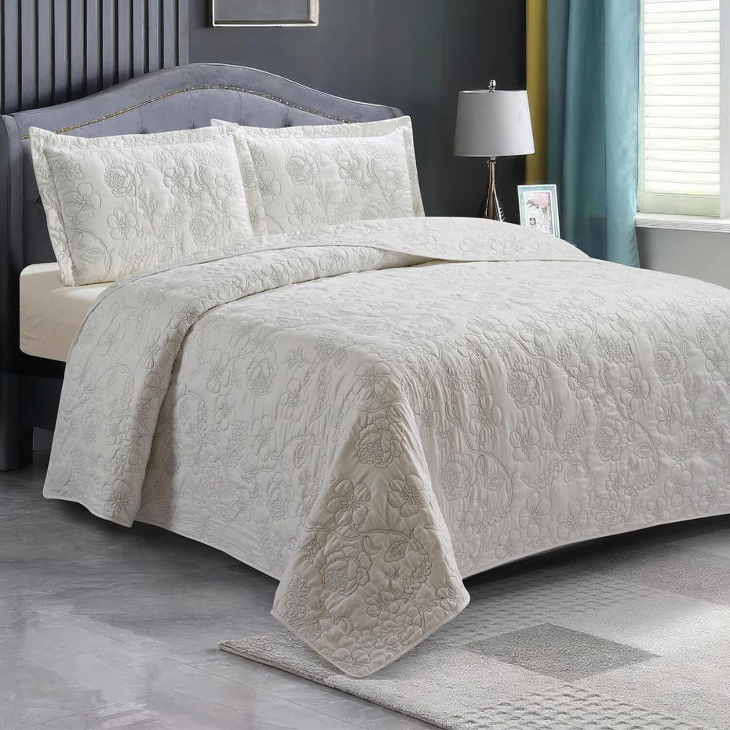 Quilt Andes Bordado Florencia Gris image number 1.0