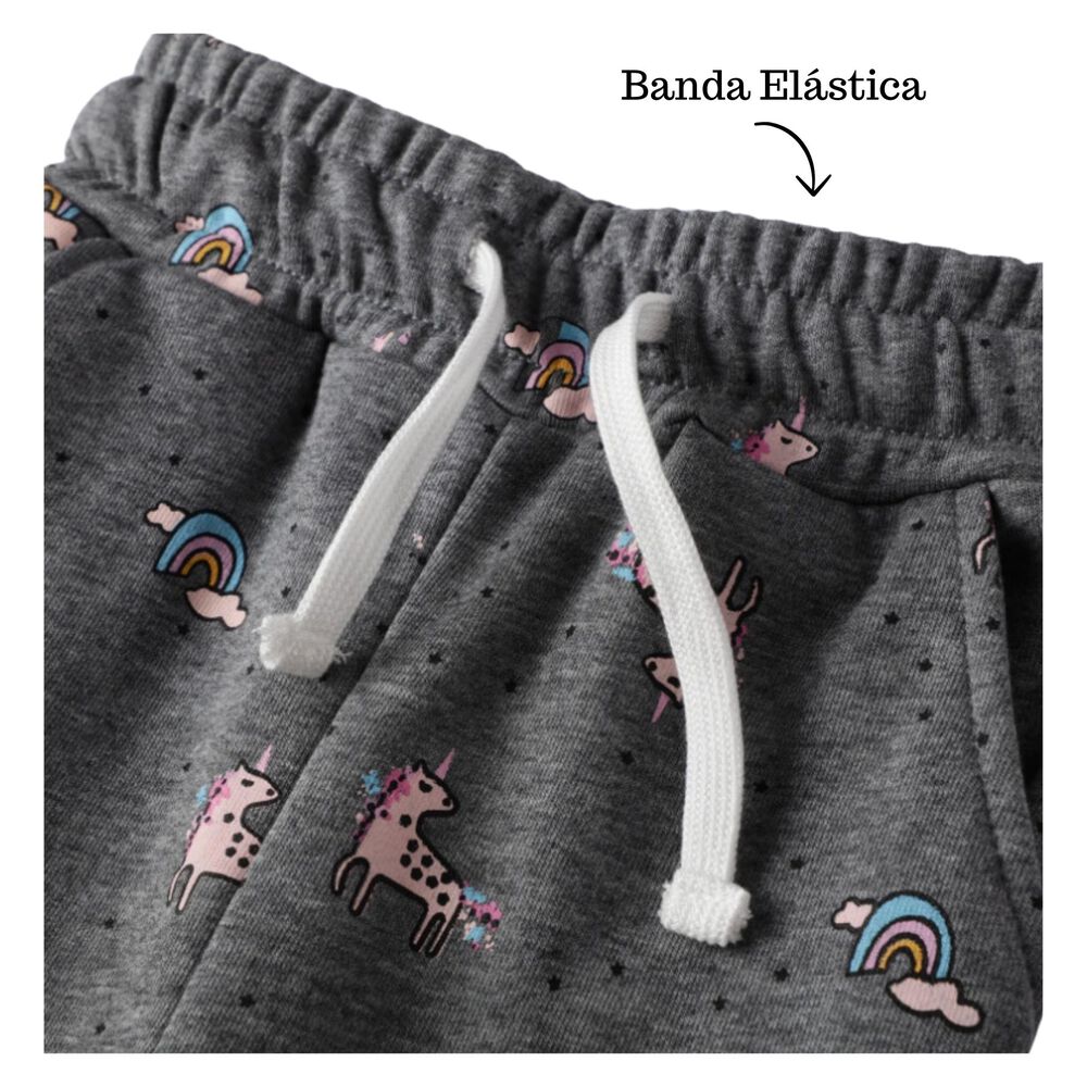 Pantal&oacute;n Buzo Ni&ntilde;a 100% Algod&oacute;n Azul Oscuro Unicornios Y Arcoiris image number 1.0