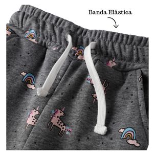 Pantal&oacute;n Buzo Ni&ntilde;a 100% Algod&oacute;n Azul Oscuro Unicornios Y Arcoiris
