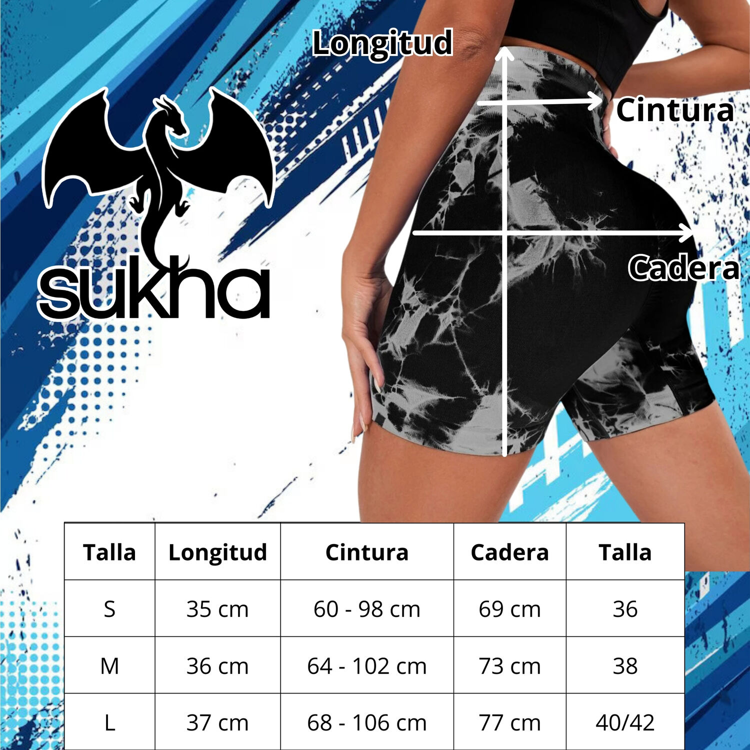 Calzas Leggings Push Up Corto Sukha Negro image number 4.0