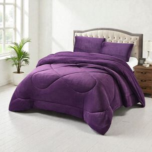 Plumon De Invierno Plush Liso Con Chiporro De 1.5 Plazas + 1 Funda Para Almohada Cip1.5p-19