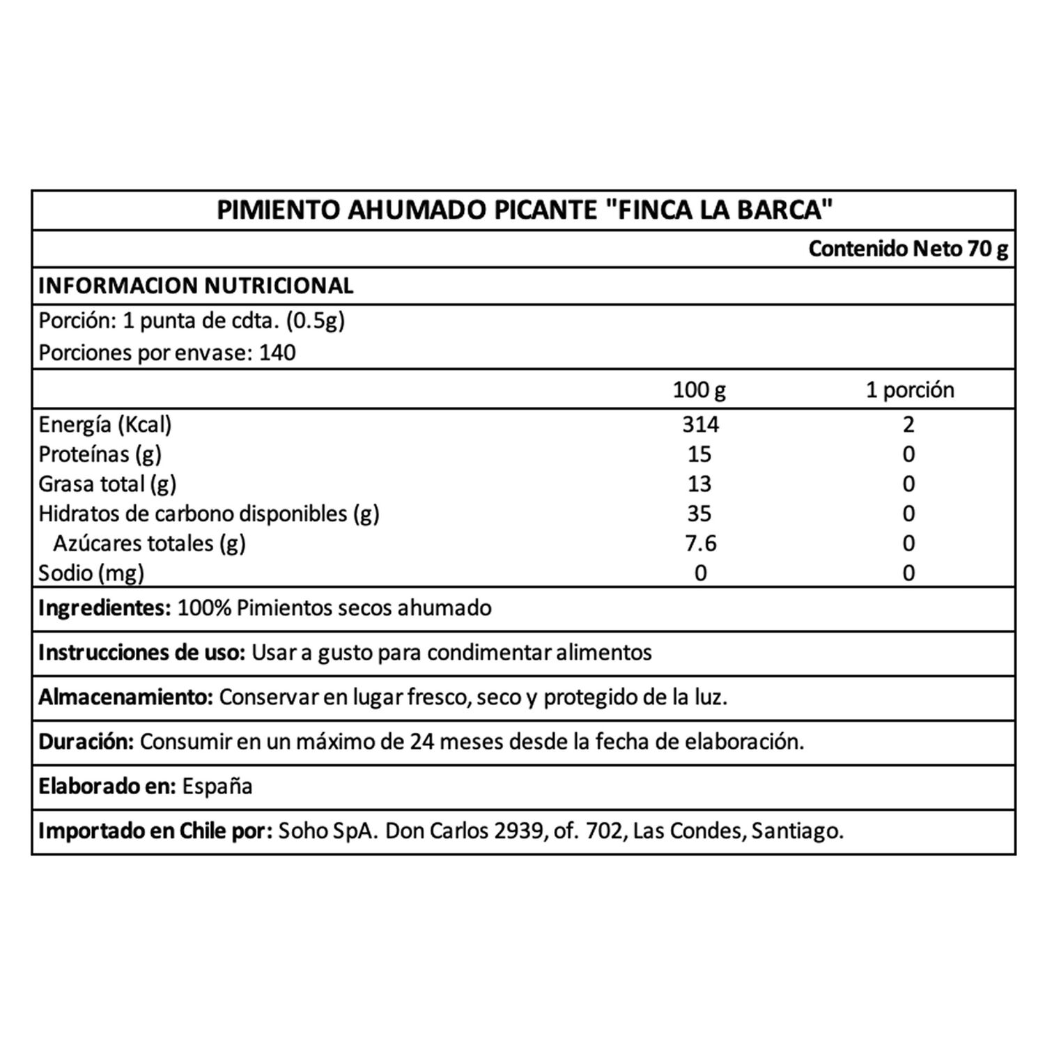 Pr Finca La Barca Piment&oacute;n Ahumado Picante Lata 1 X 70 Gr image number 4.0