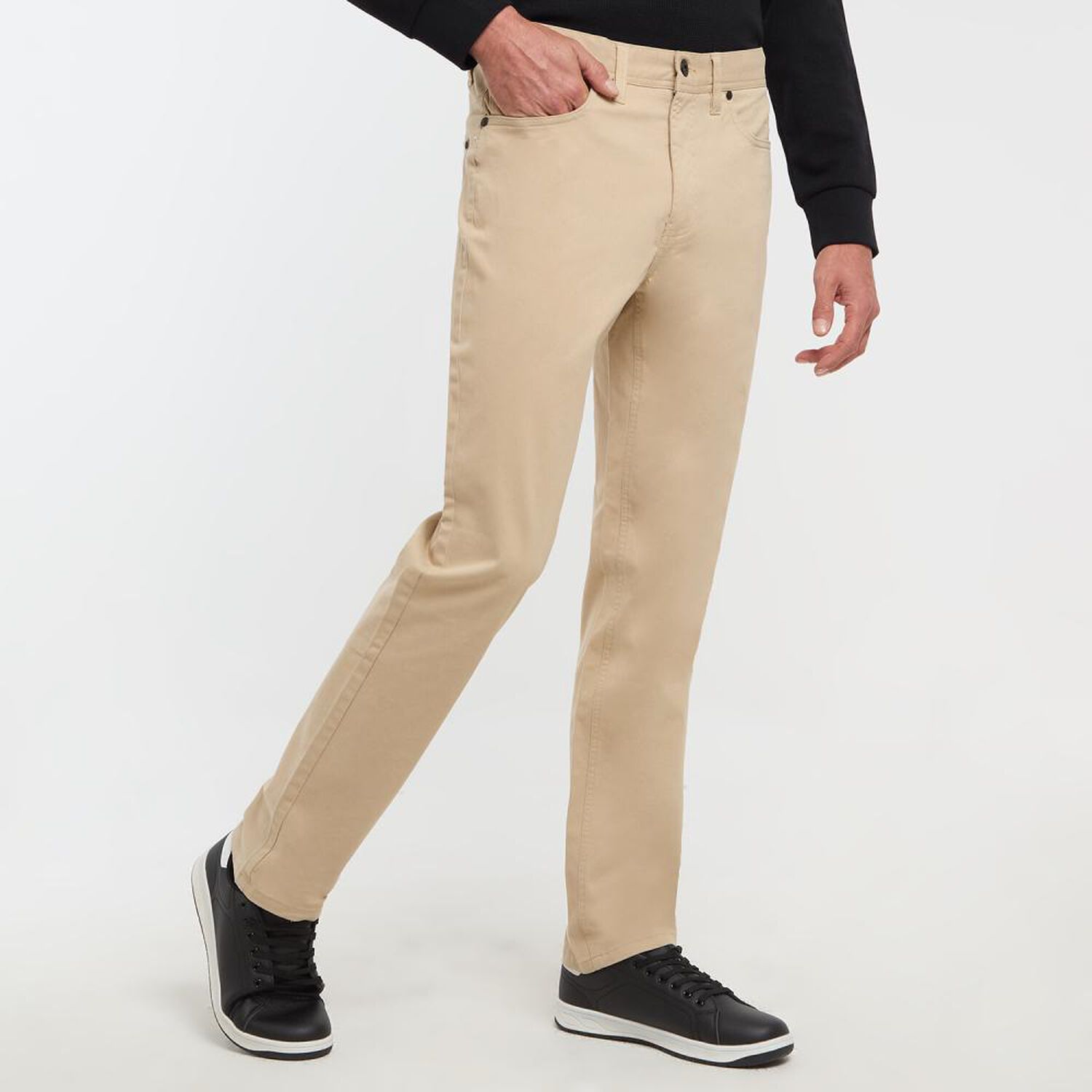 Pantal&oacute;n Liso Tiro Medio Slim Hombre Az Black image number 2.0