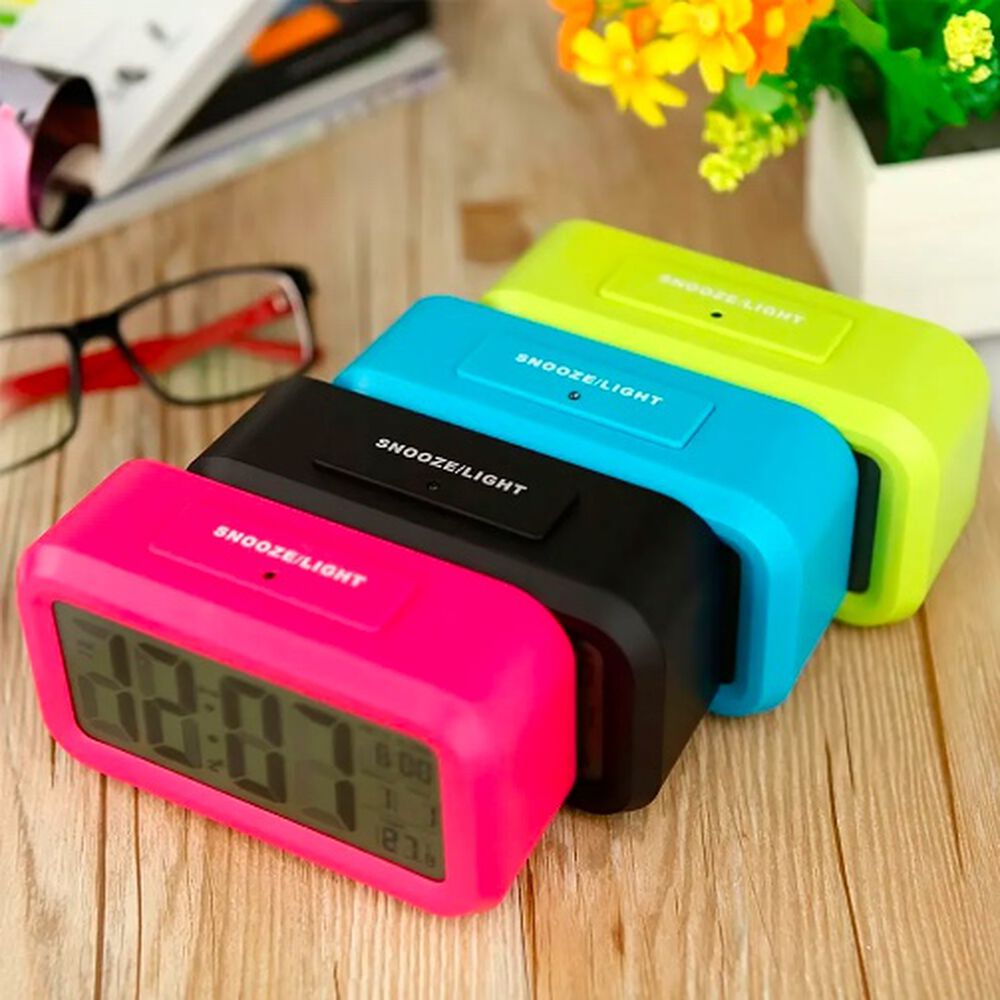 Reloj Despertador Digital Luz Lcd Temperatura Azul image number 3.0