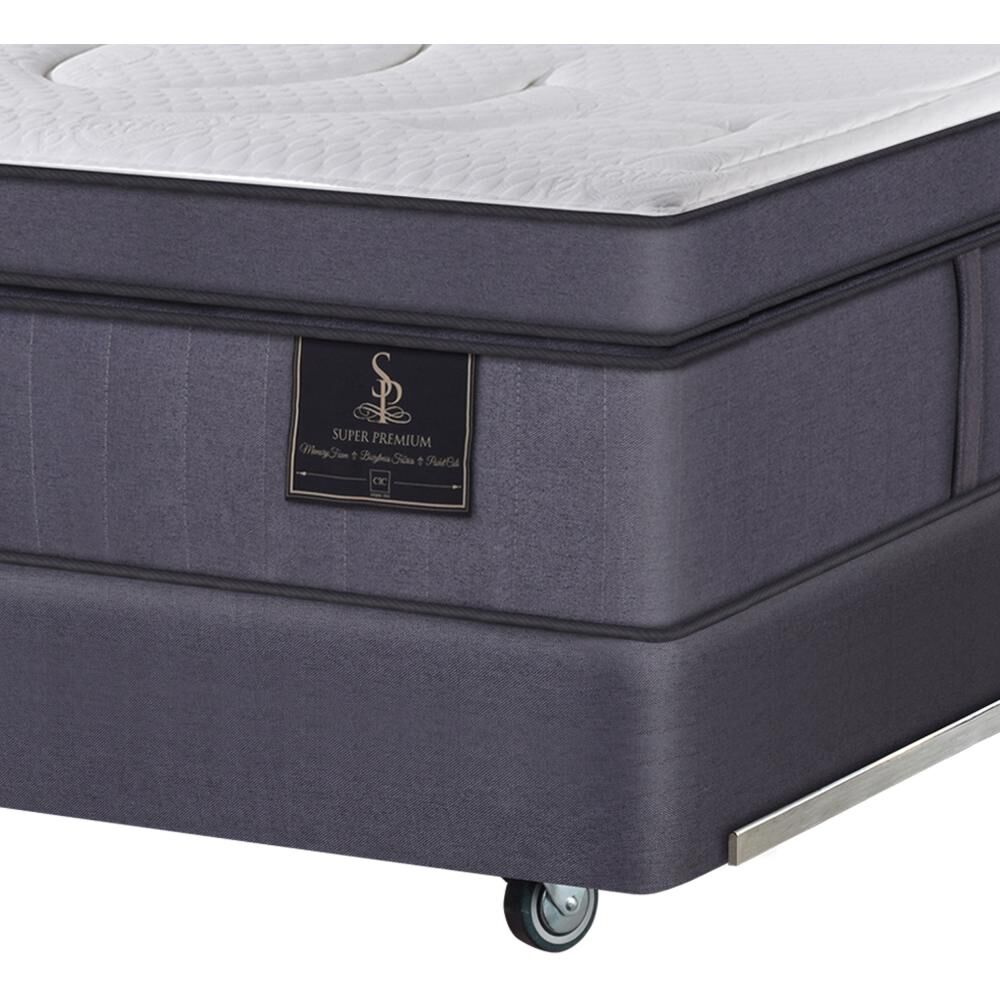 Box Spring Cic Super Premium / King / Base Dividida  + Set De Maderas image number 3.0