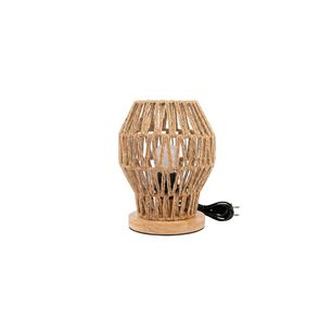 L&aacute;mpara Mesa Yute R&uacute;stica Madera Cuerda Mimbre Decoraci&oacute;n