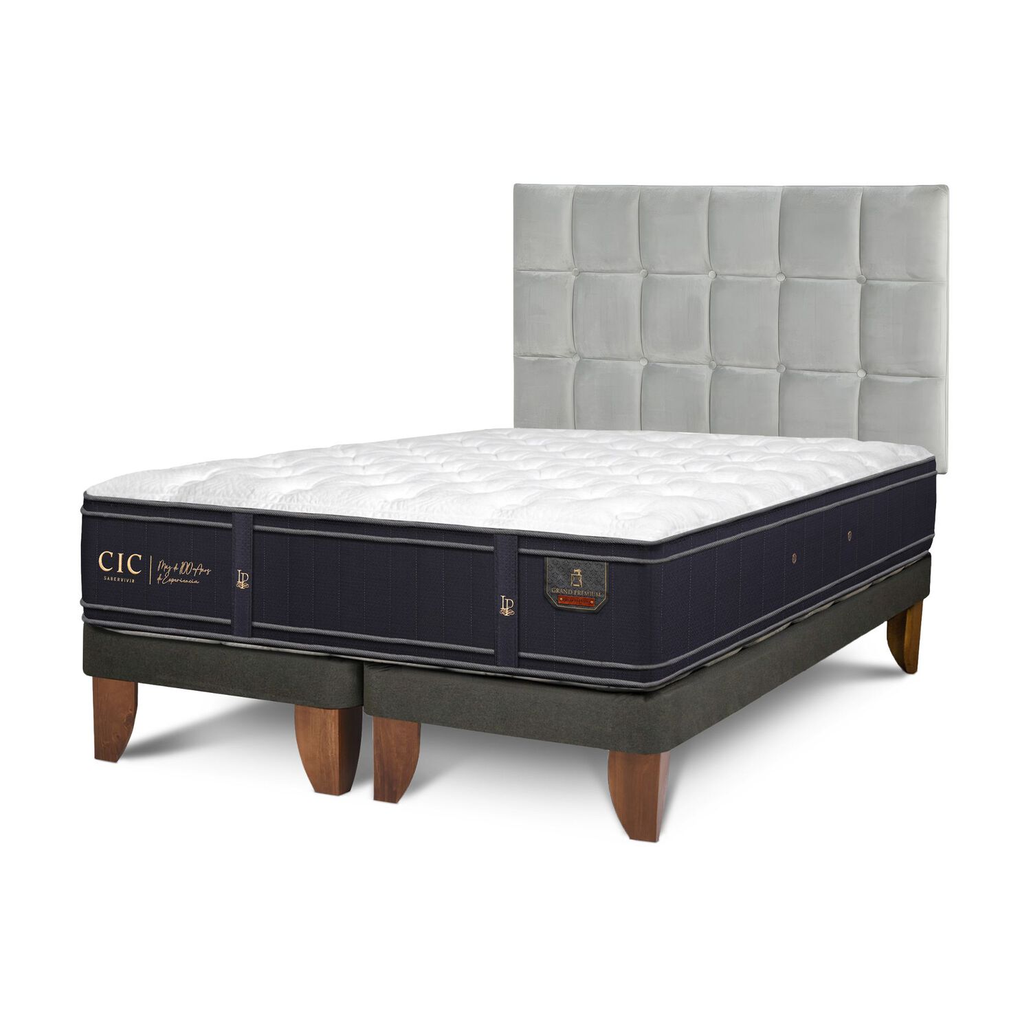 Cama Europea Cic Grand Premium / 2 Plazas / Base Dividida + Respaldo image number 1.0