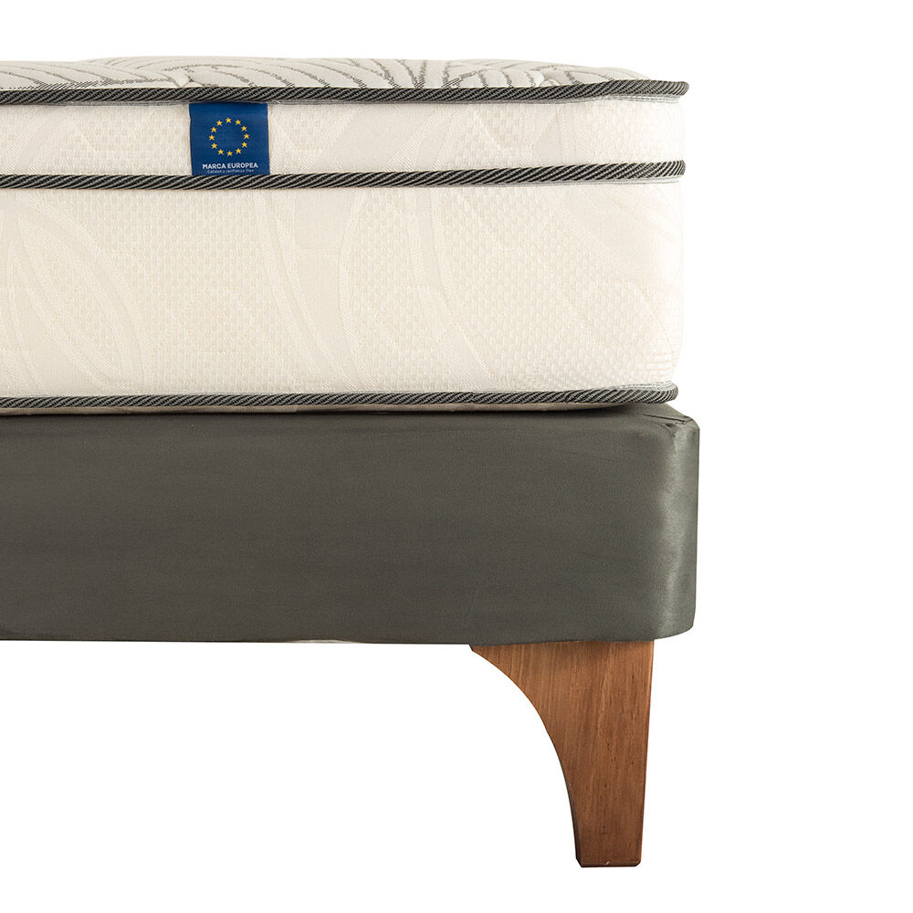 Cama Europea Flex Valencia / 2 Plazas / Base Divida + Set De Maderas image number 2.0