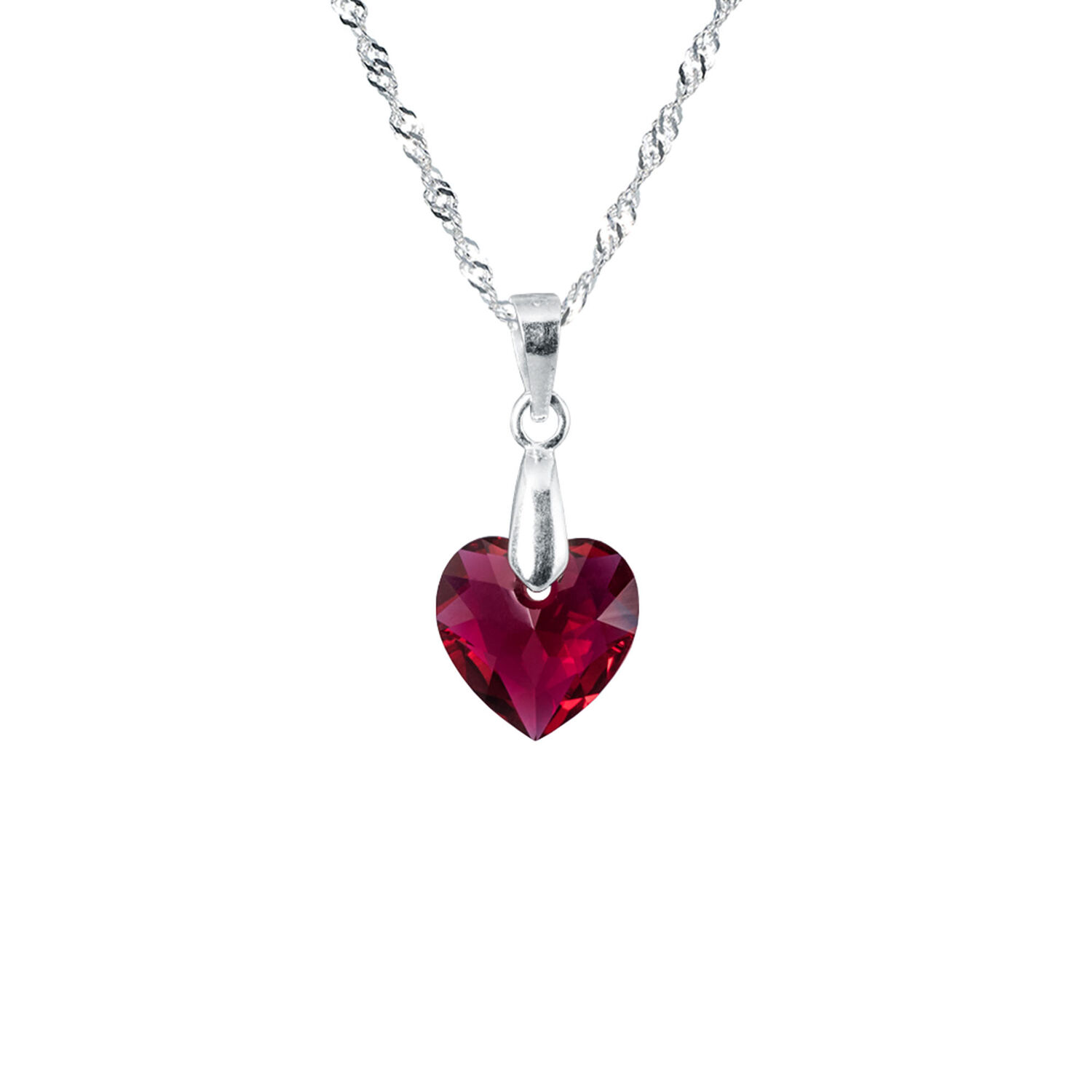 Collar Amor Plata Italiana 925 Cristal Genuino Scarlet image number 0.0
