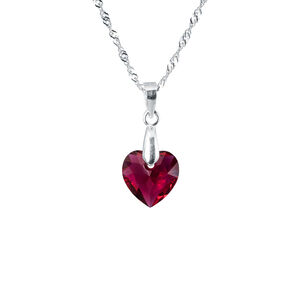 Collar Amor Plata Italiana 925 Cristal Genuino Scarlet