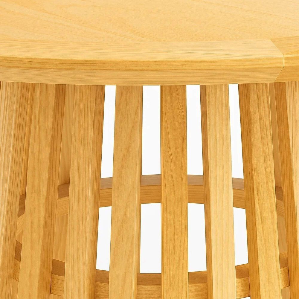 Mesa Redonda De 120 Cm Madera Natural Con Base Estilo Rejilla image number 12.0