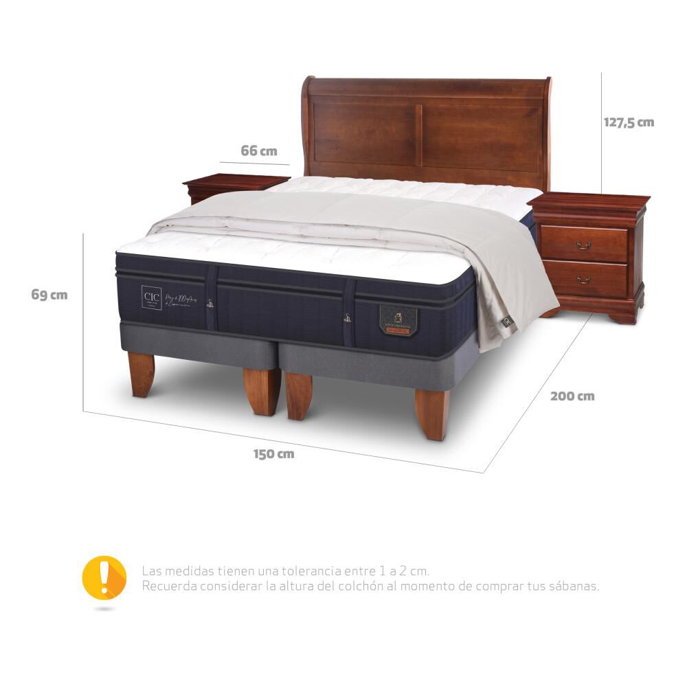 Cama Europea Cic Super Premium / 2 Plazas / Base Dividida + Set De Maderas + Plum&oacute;n image number 4.0