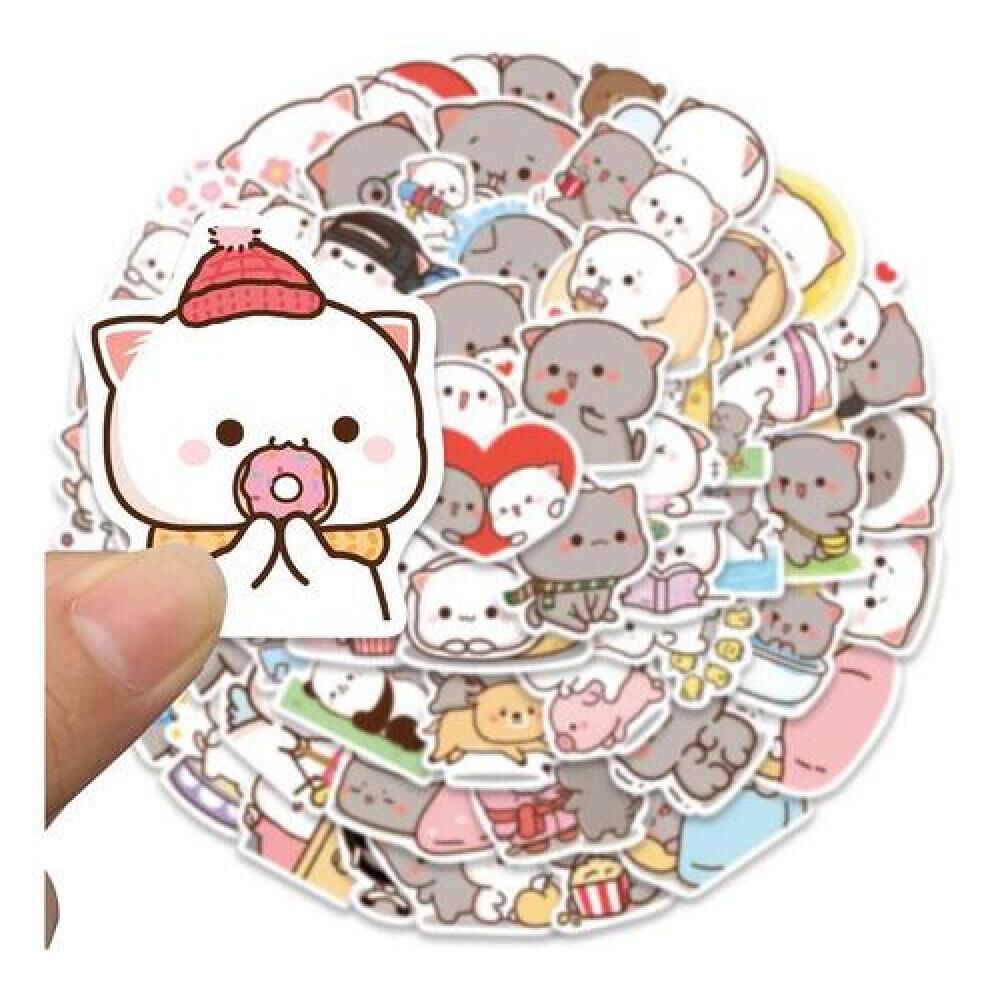 Set Stickers Calcomonias Mochi Mochi Peach Cat Gatitos Kawai image number 4.0