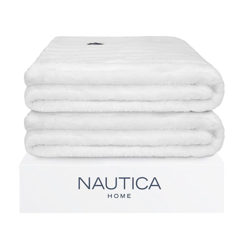 Pack 2 Mantas De Cama Nautica Home Jacquard Franela Ultrasuave 127x178cm Blanca image number 1.0
