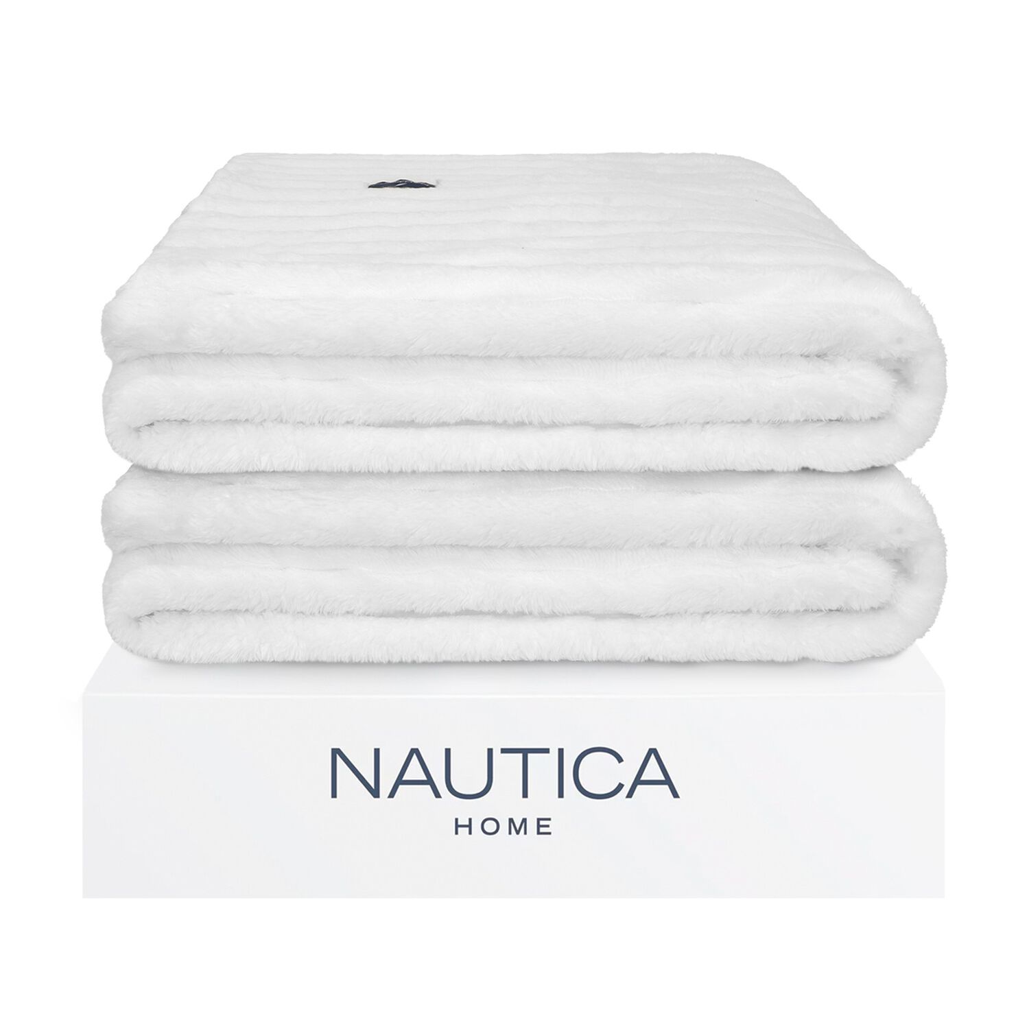 Pack 2 Mantas De Cama Nautica Home Jacquard Franela Ultrasuave 127x178cm Blanca image number 1.0
