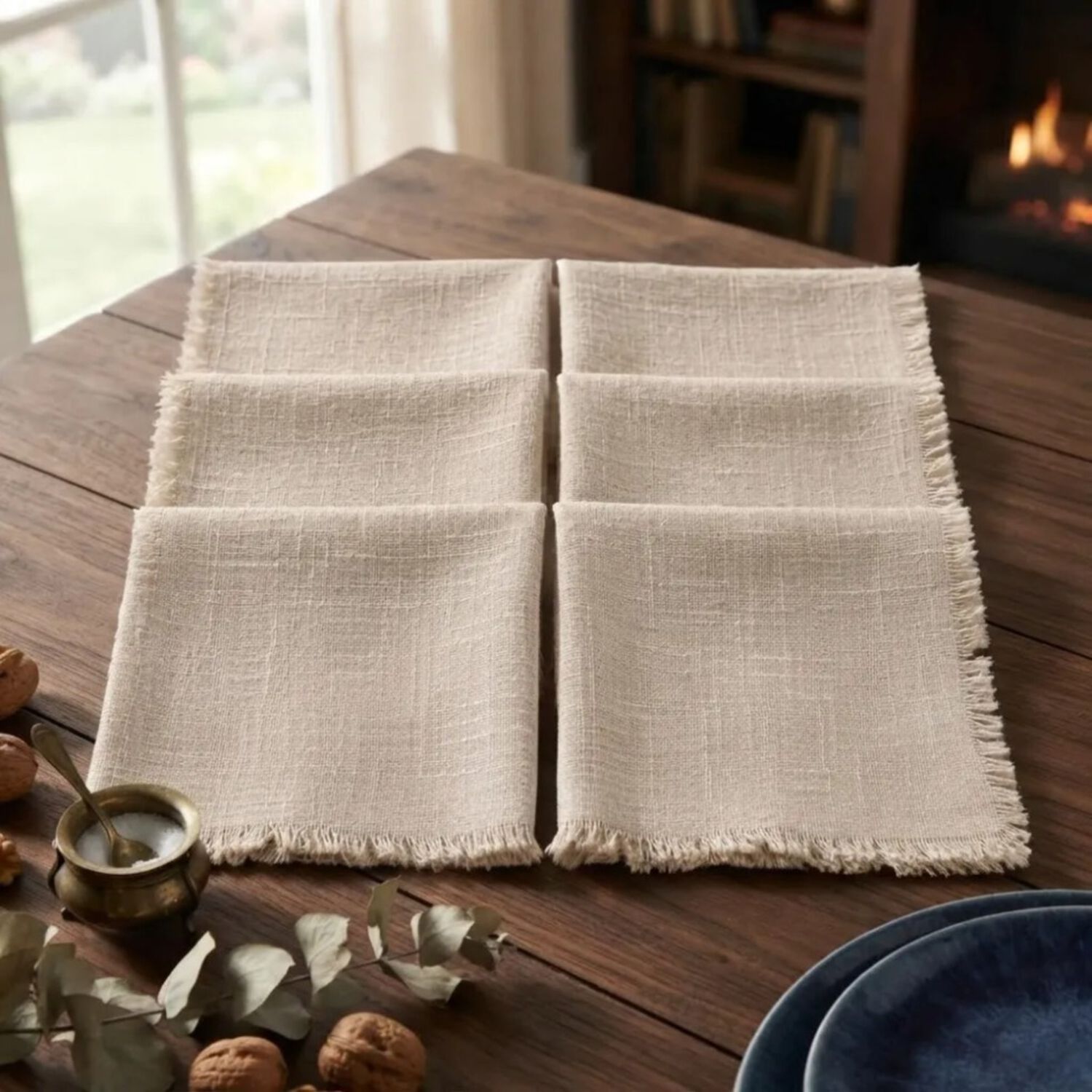 Set De 6 Servilletas De Lino Beige 41x41 Cm image number 0.0