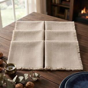 Set De 6 Servilletas De Lino Beige 41x41 Cm
