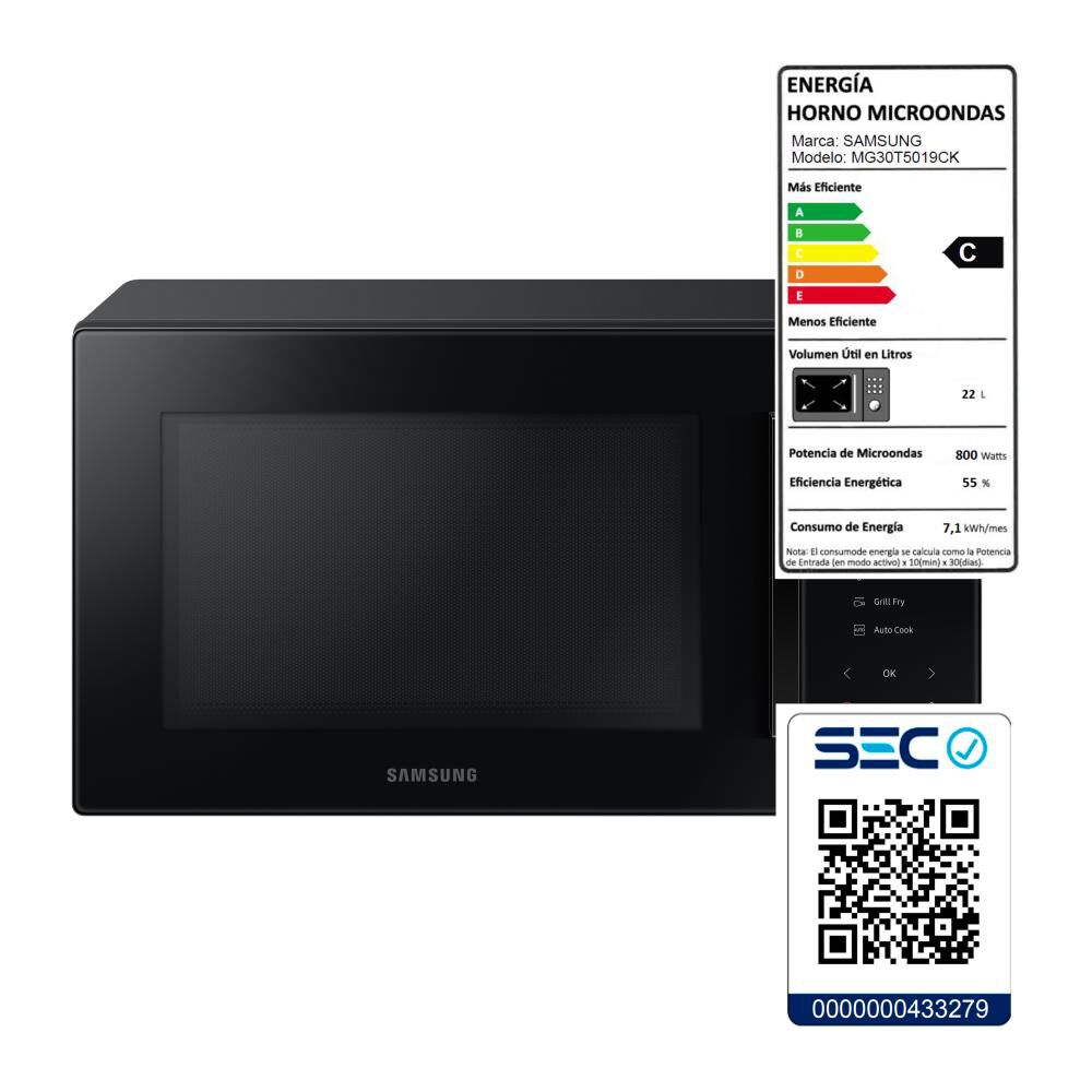 Microondas Samsung MG30T5019CK/ZS / 30 Litros / 800W image number 18.0