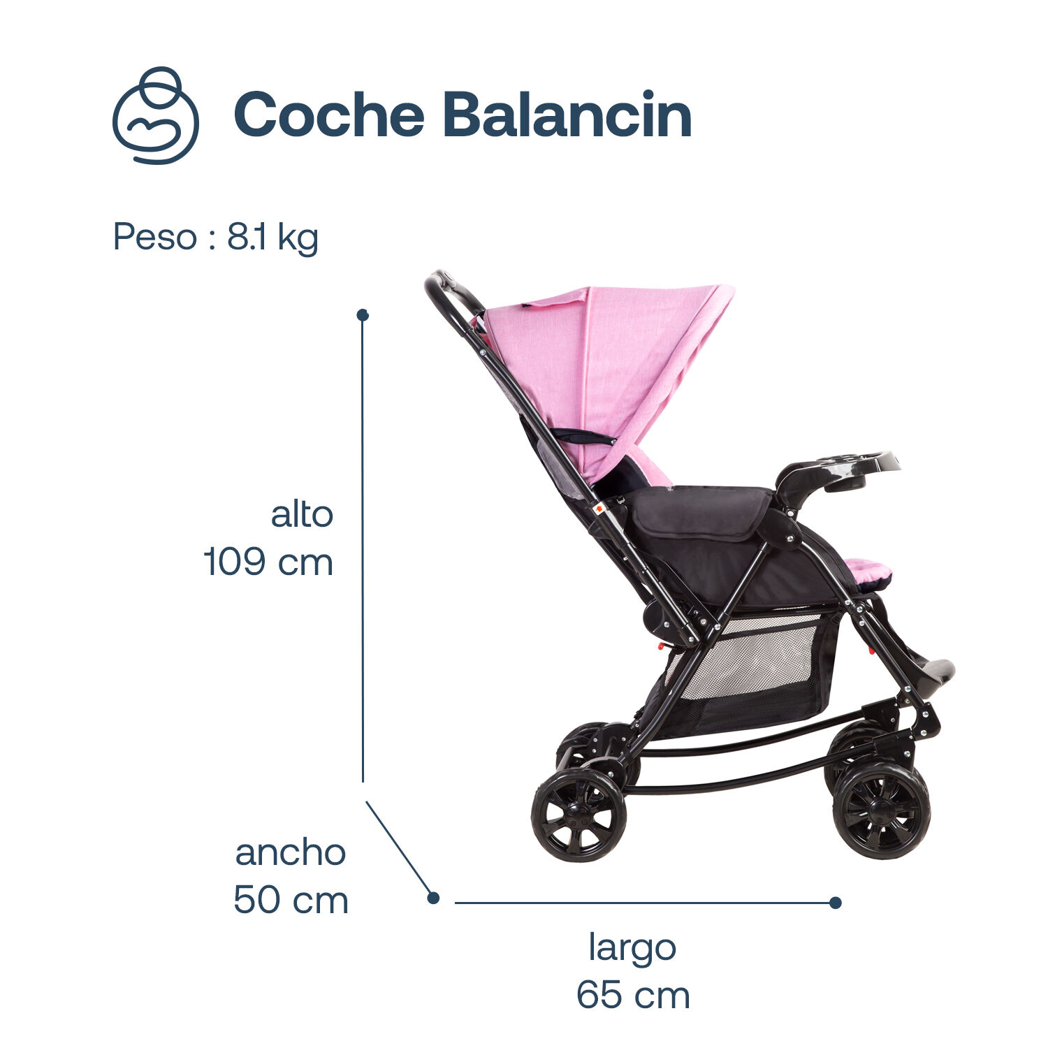 Coche Cuna Balancin Sx Rosado Bebesit image number 6.0