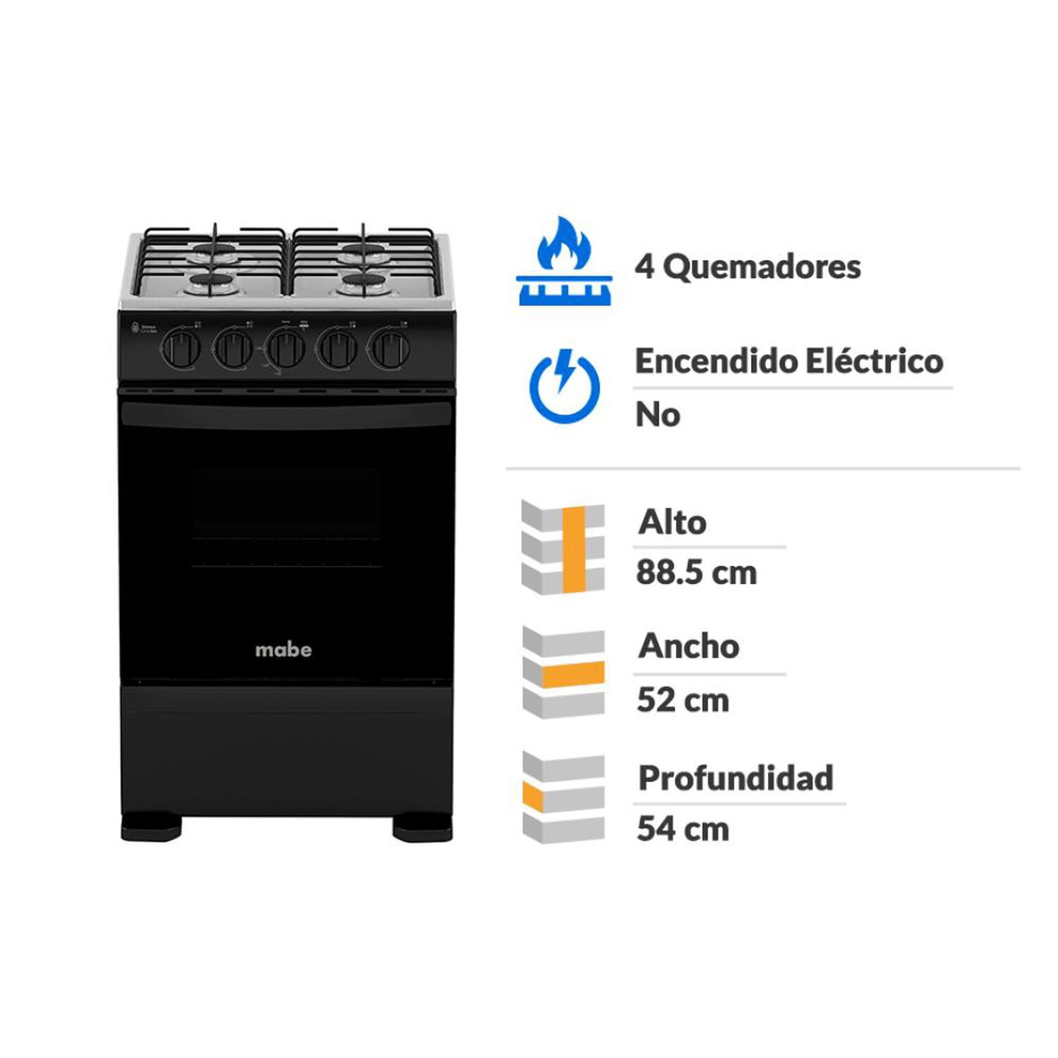 Cocina A Gas Mabe CMC5100NA1 / 4 Quemadores image number 1.0