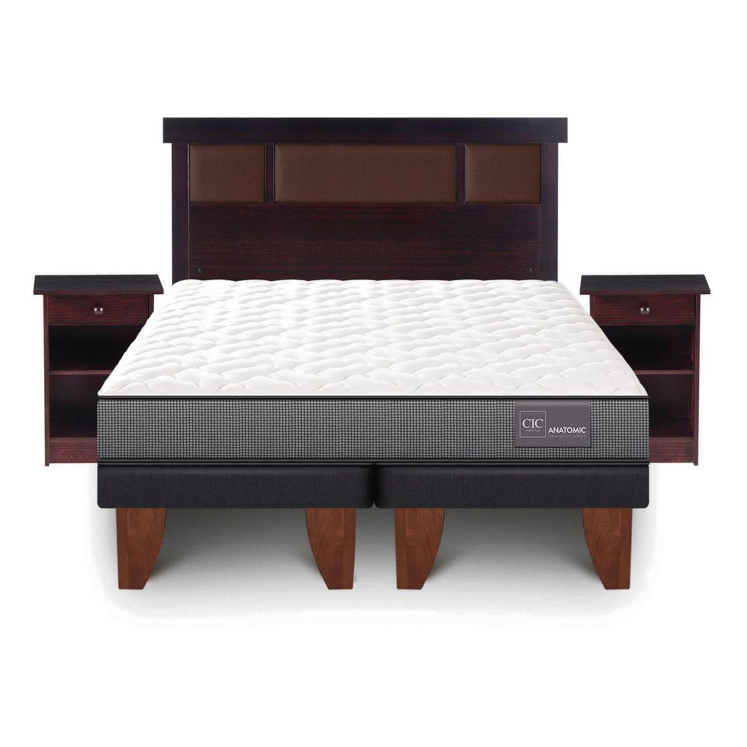 Cama Europea Cic Anatomic / 2 Plazas / Base Dividida + Set De Maderas image number 0.0