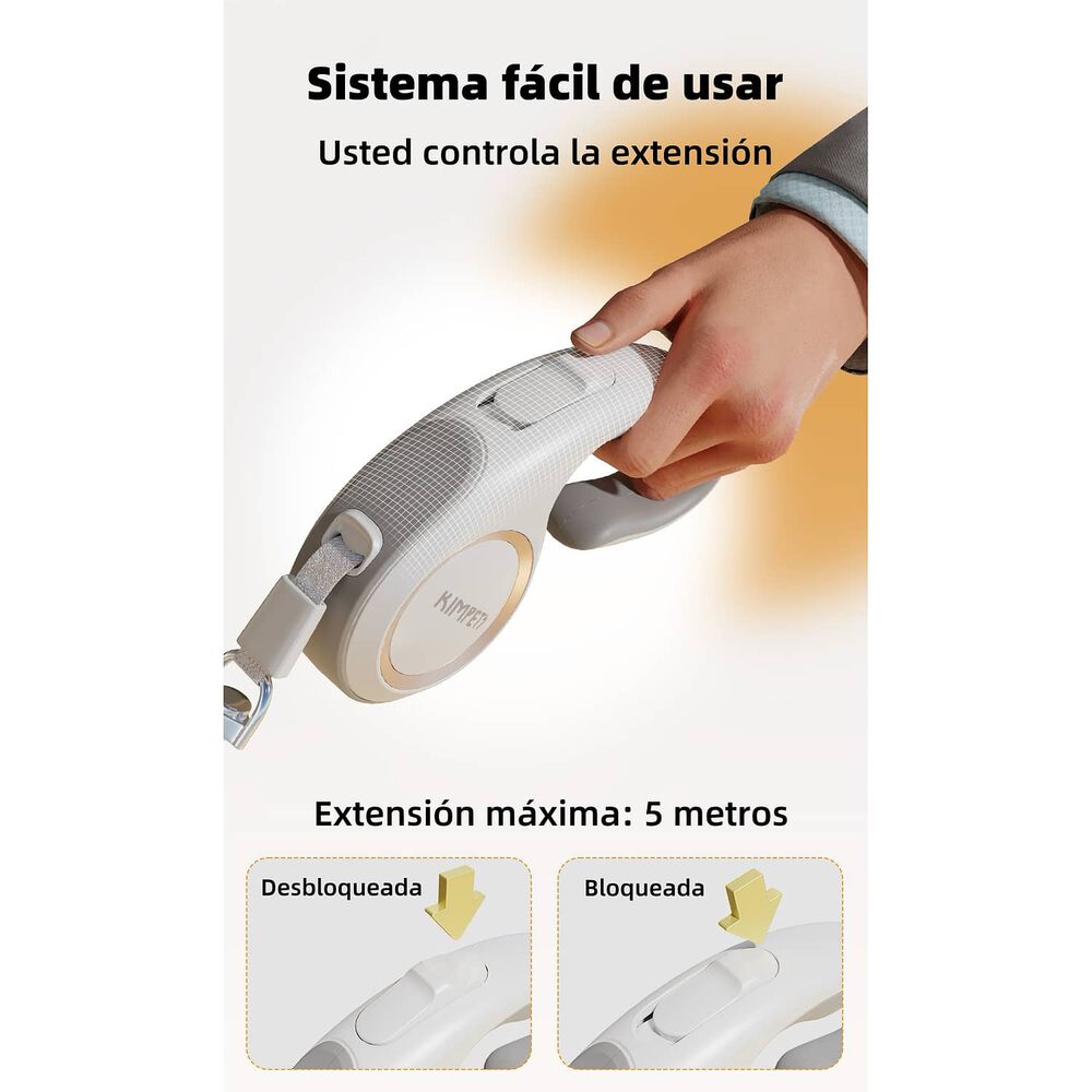 Correa Retr&aacute;ctil Para Mascotas 5mts Dorada By Lubabycas image number 5.0