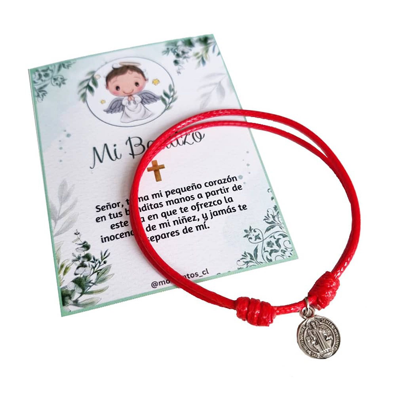 Recuerdos Bautizo Encintados 12 Pulseras Bautismo + Tarjetas image number 0.0